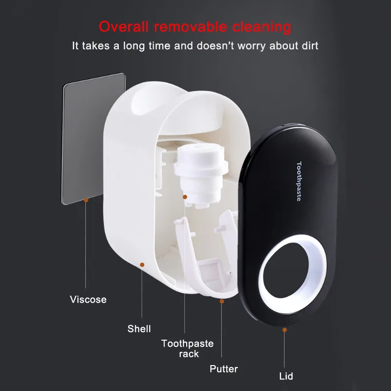 Automatic Toothpaste Dispenser Dust-Proof Toothbrush Holder Wall Mount Stand Bathroom Accessories Set Toothpaste Squeezer