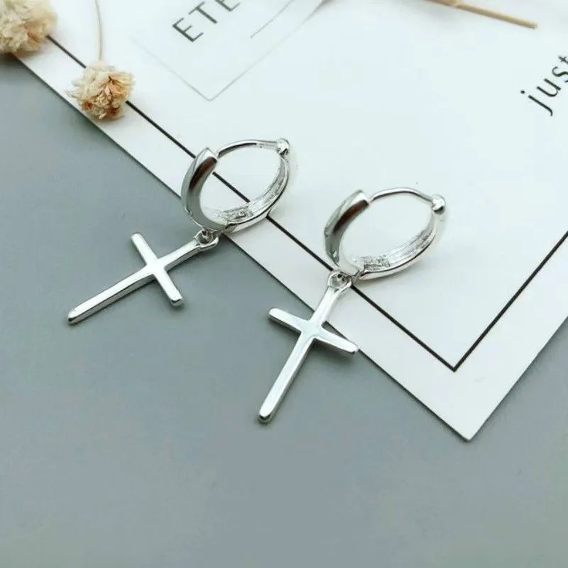 Simple Punk Various Color Cross Drop Earrings For Women Fashion Neutral Style Alloy Ears Accessories Jewelry Gifts Daily Casual