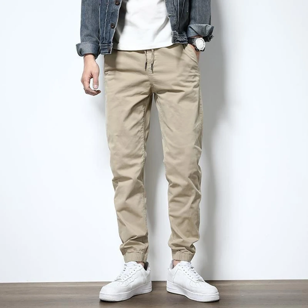 Pure Cotton Casual Pants Men's,Elastic Waist Invisible Open Crotch Outdoor Sex,Slim Trend Trousers,Exotic 9 Point Pant Simple