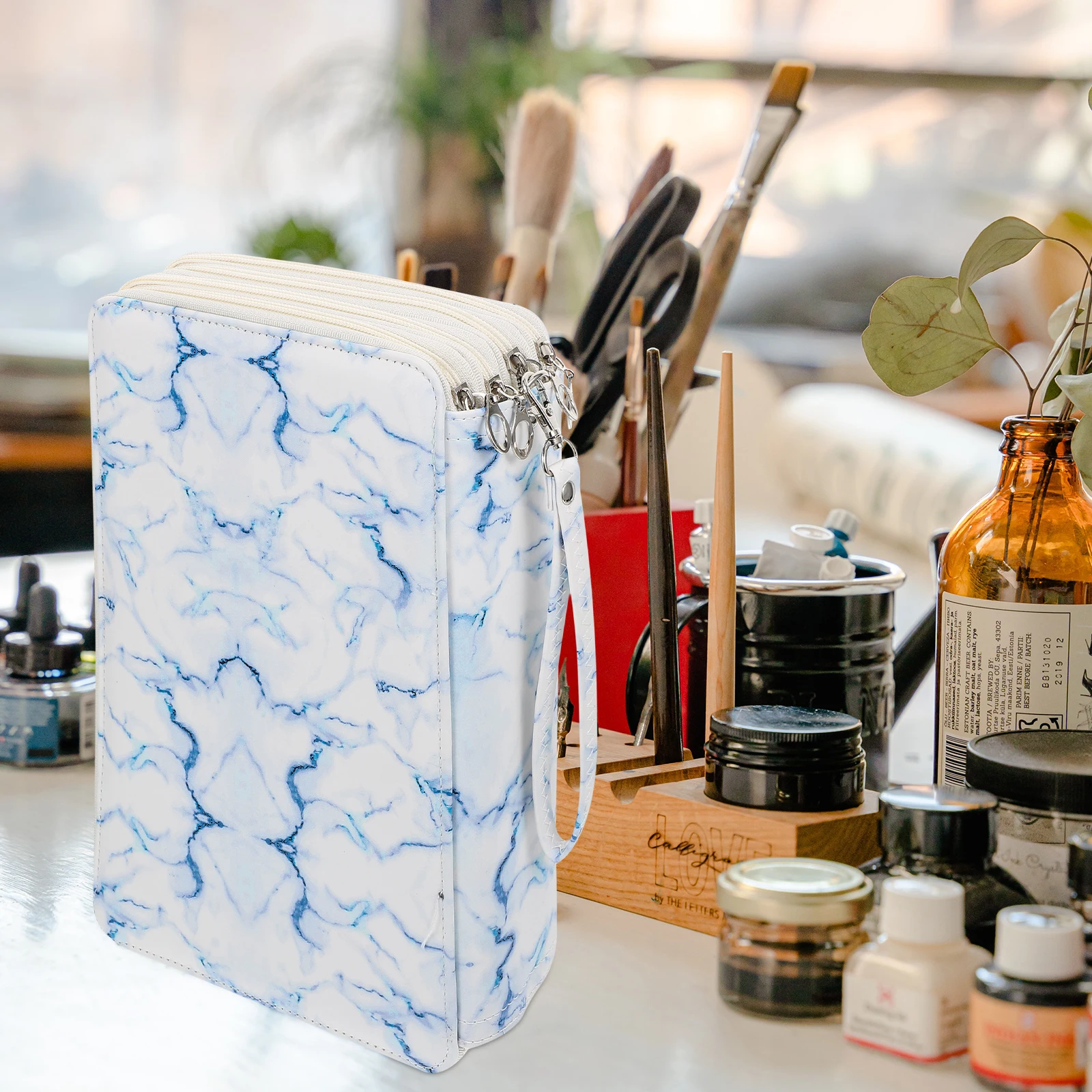 

216 Hole Large Capacity Pencil Case Stationery Bag Storage Pen Pouch Drawing Tool ganizer Elastic Tape Art Students Multi