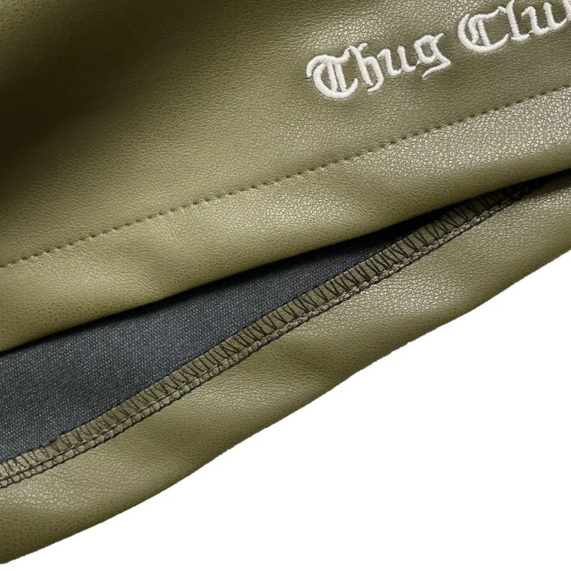 American thug club carta-bordado logotipo de metal shorts de couro do plutônio feminino high street cintura alta solta casual moda shorts