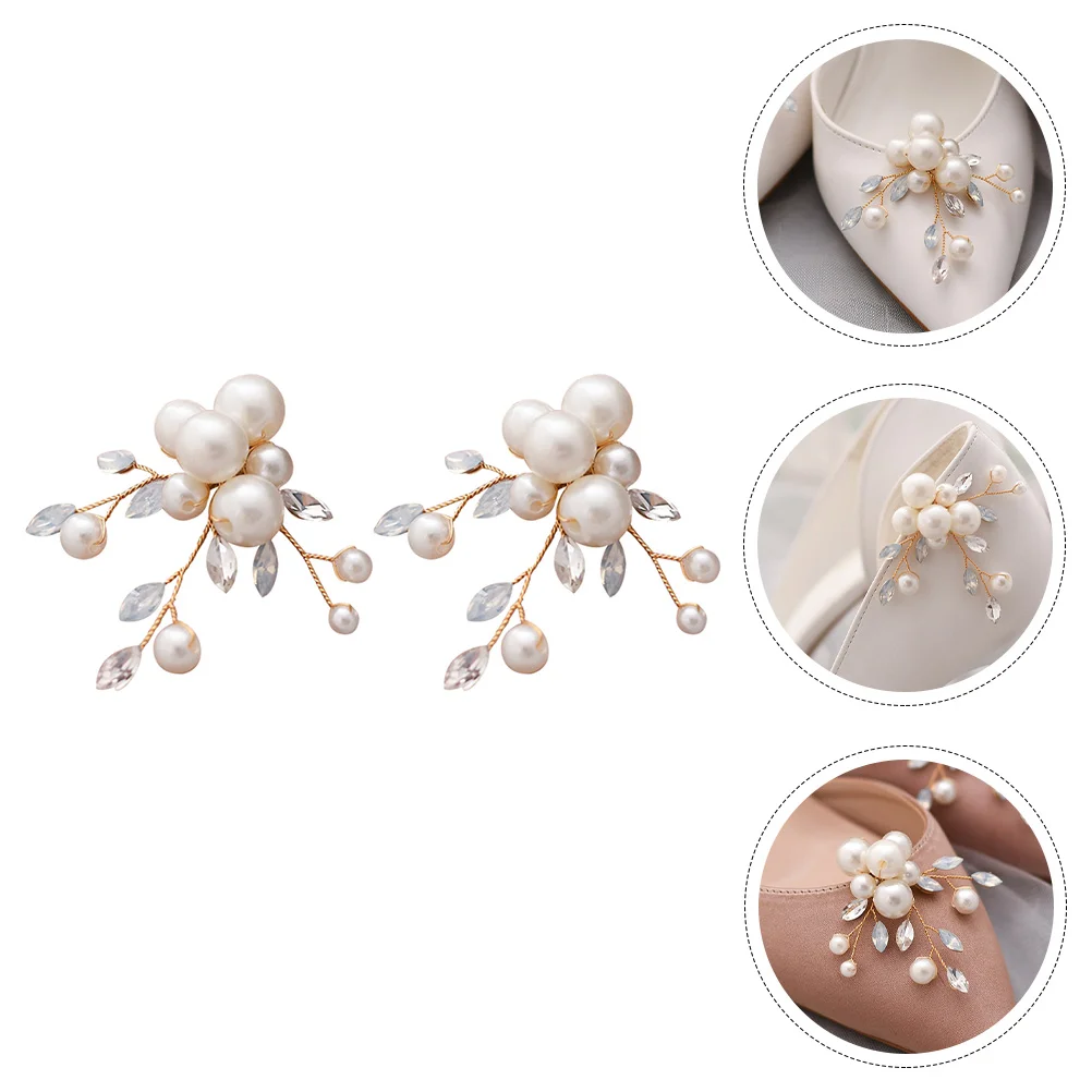 Shoe Buckle Flower Shoes Decorative Supplies High Heeled Flowers Women's Heels Accessories Wedding Pearl Exquisite Bride Bridal