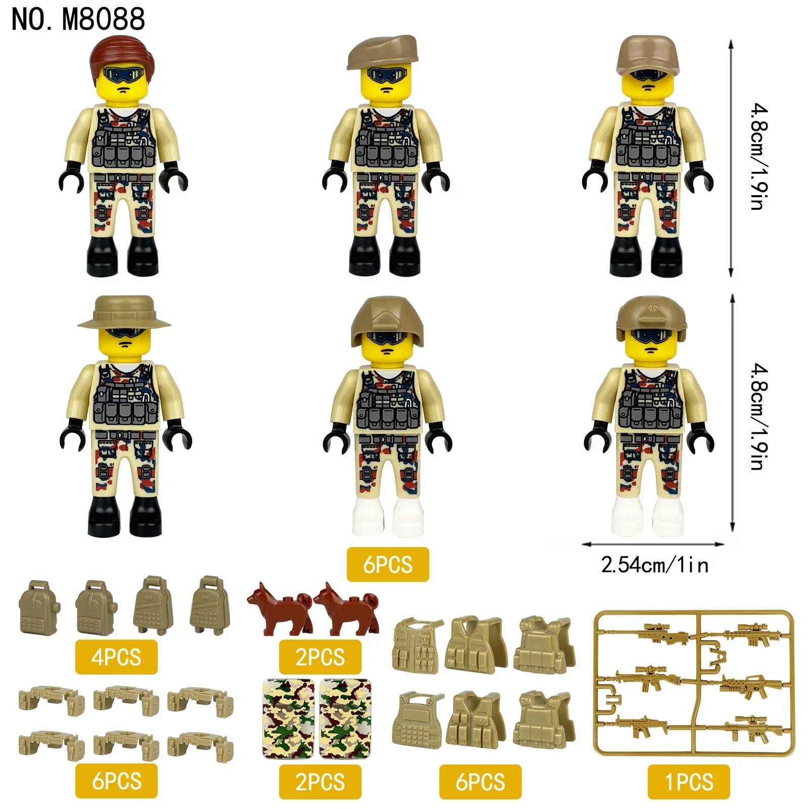 Briques de Verrouillage d'Arme Militaire pour Pièces de Figurines, Accessoires, décennie s de Construction, Soldat de l'Armée MOC, Force Spéciale, Assemblage de Jouets Miniatures