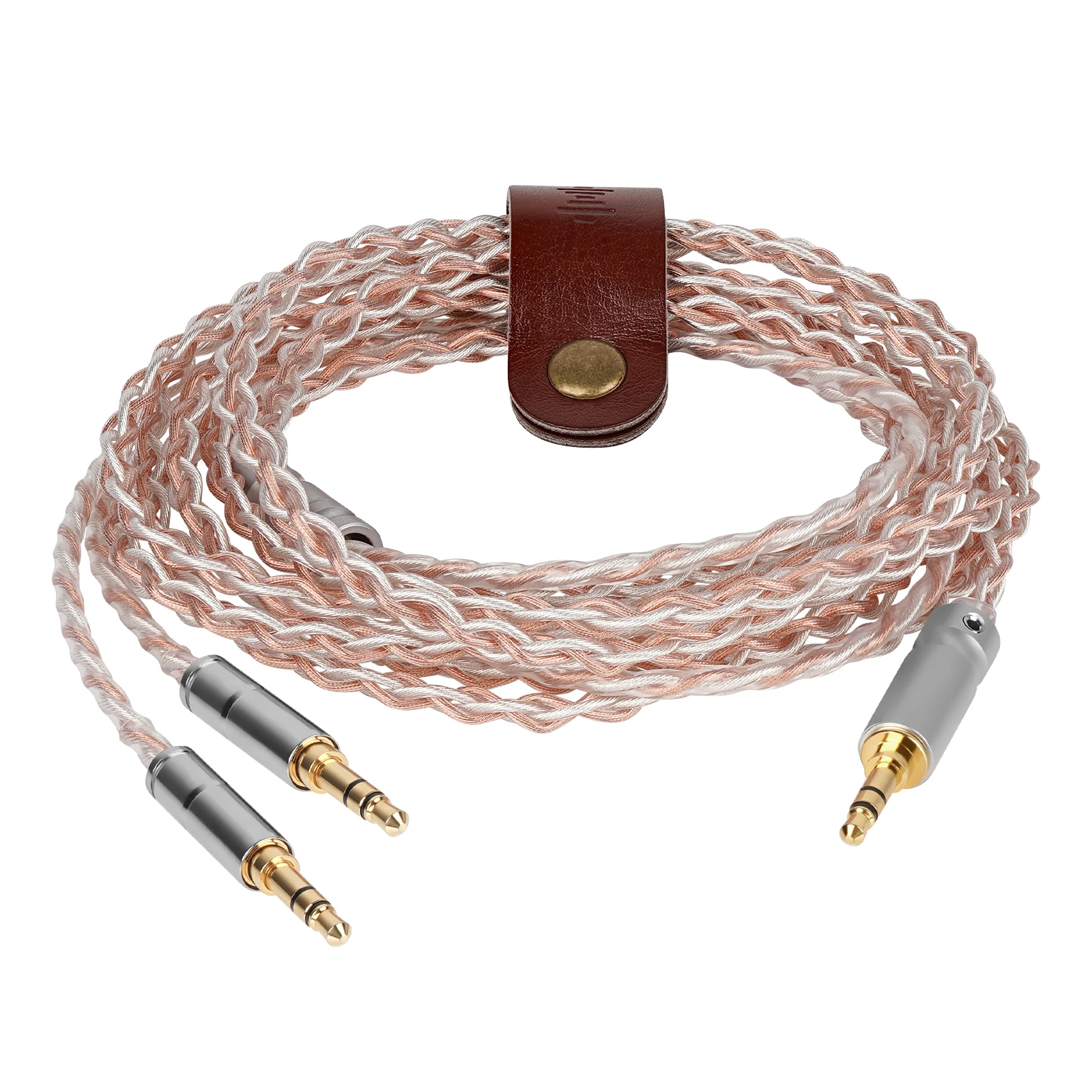 Geekria Apollo Kupfer-Silber-Geflechtskabel als Upgrade für HIFIMAN Sundara, Ananda, Arya, HE4XX, 3,5-mm-auf-Doppel-3,5-mm-Audiokabel (8,2 Fuß). – Detail 2