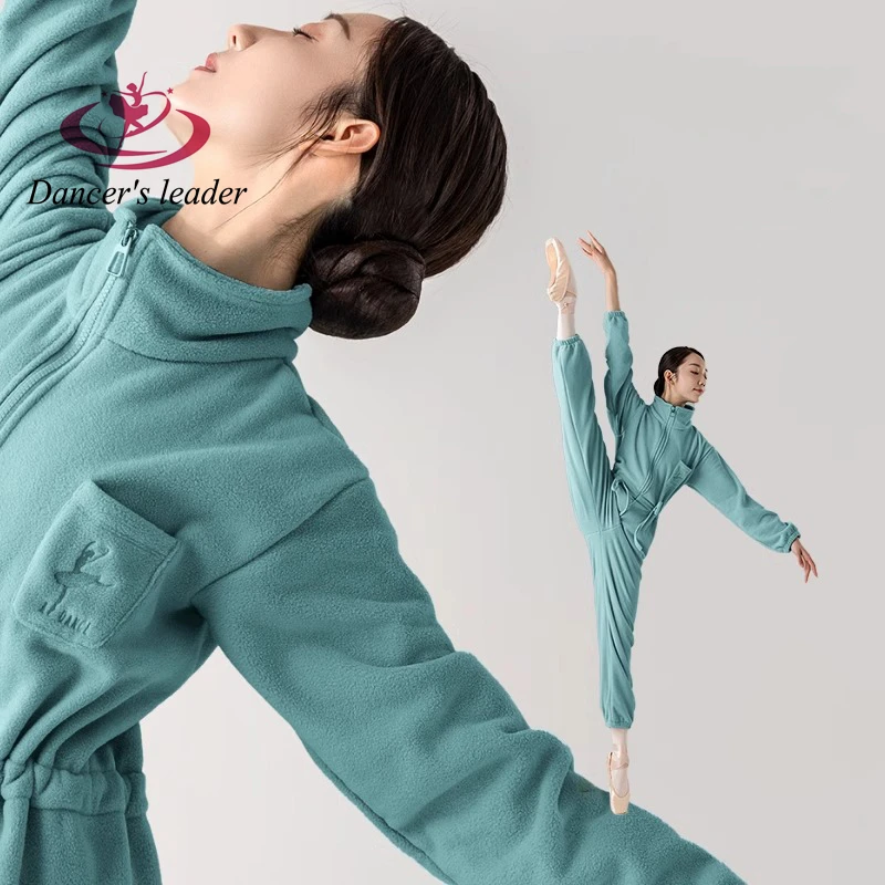 Ballet Winter Warm Up Clothes, Warm Up With Fleece and Practice Clothes, Shaken Fleece Thick Zipper Tied Dance Clothes, Jumpsuit