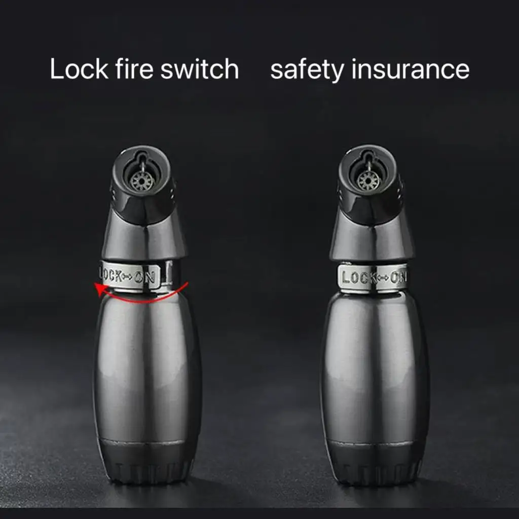 Outdoor Draagbare Aanstekers Metalen Mini Winddicht Gitzlauwe Vlam Butaangas Aansteker Veiligheidsslot Vuur Roken Accessorie