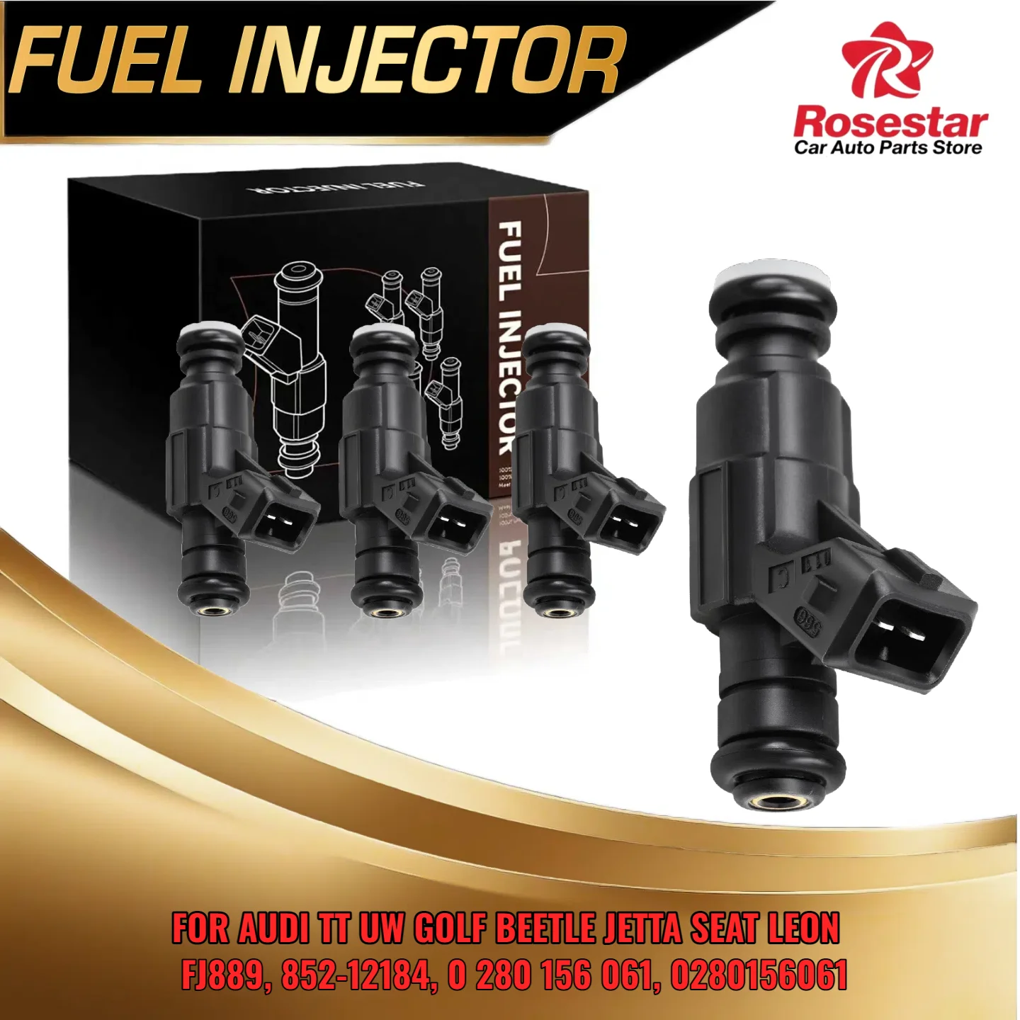 

Fuel Injector Set 4PCS For VW Golf GTI For Audi TT 18T 0280156061 85212184 FJ889