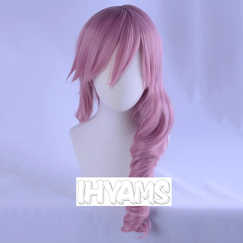 Lightning Final Fantasy Cosplay Wig FF13 Mixed LongPink Curly Heat Resistant Hair Cosplay Costume Wigs + Free Wig Cap
