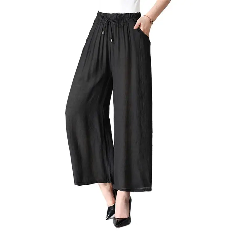 

Elastic high waist wide leg pants women thin cotton linen trousers streetwear pants Summer lady office pants pantalones de mujer