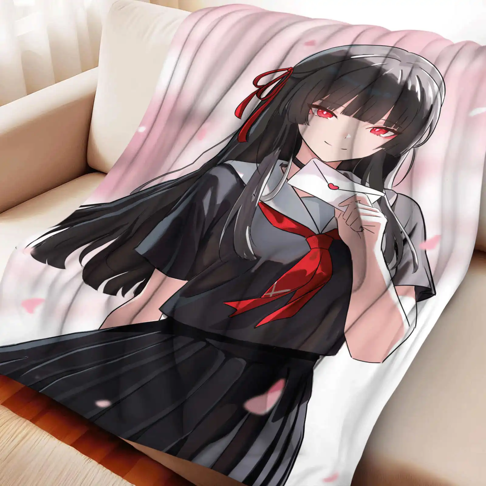 Фланелевое одеяло Wuthering Waves Chisaki: теплое, мягкое, аниме-одеяло, многофункциональное, декоративное, универсальное.