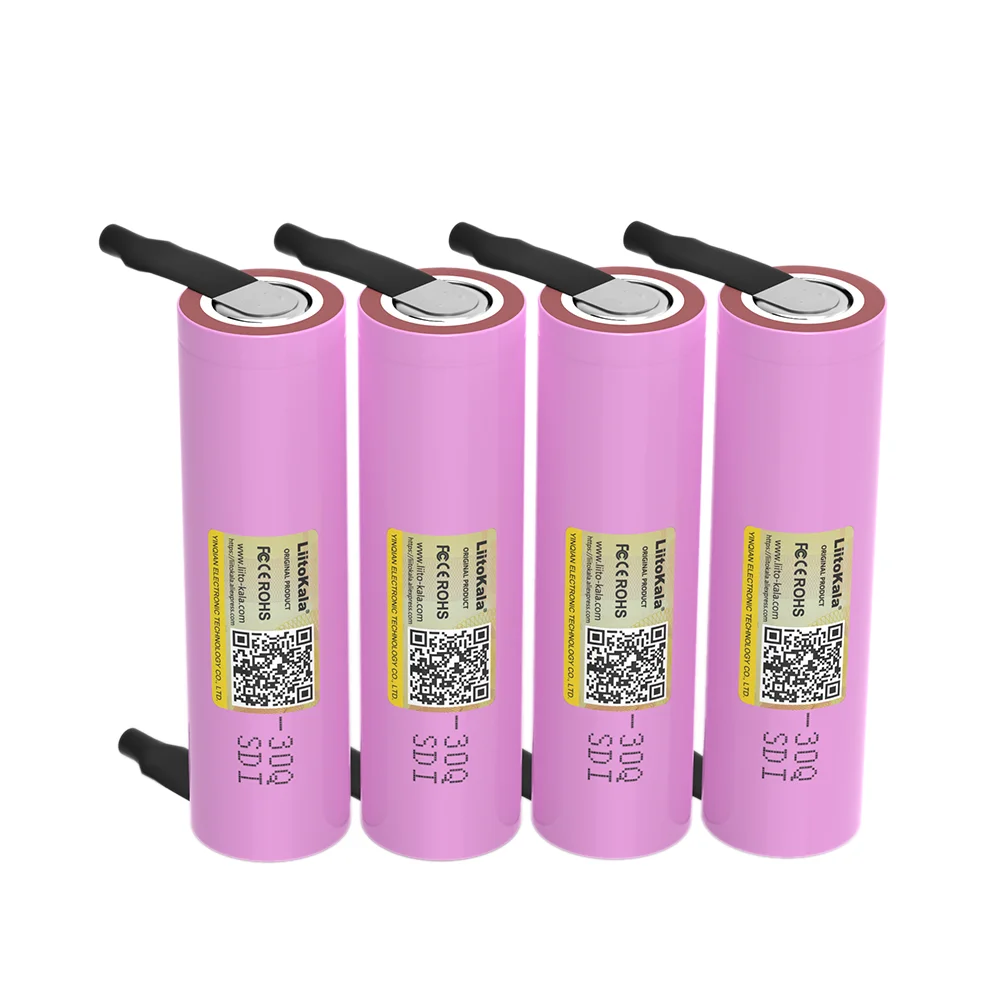 LiiotKala New 3.7V 18650 3000mAh Rechargeable battery INR1865030Q 3.6V discharge 20A Max 35A Power batteries + DIY Nickel