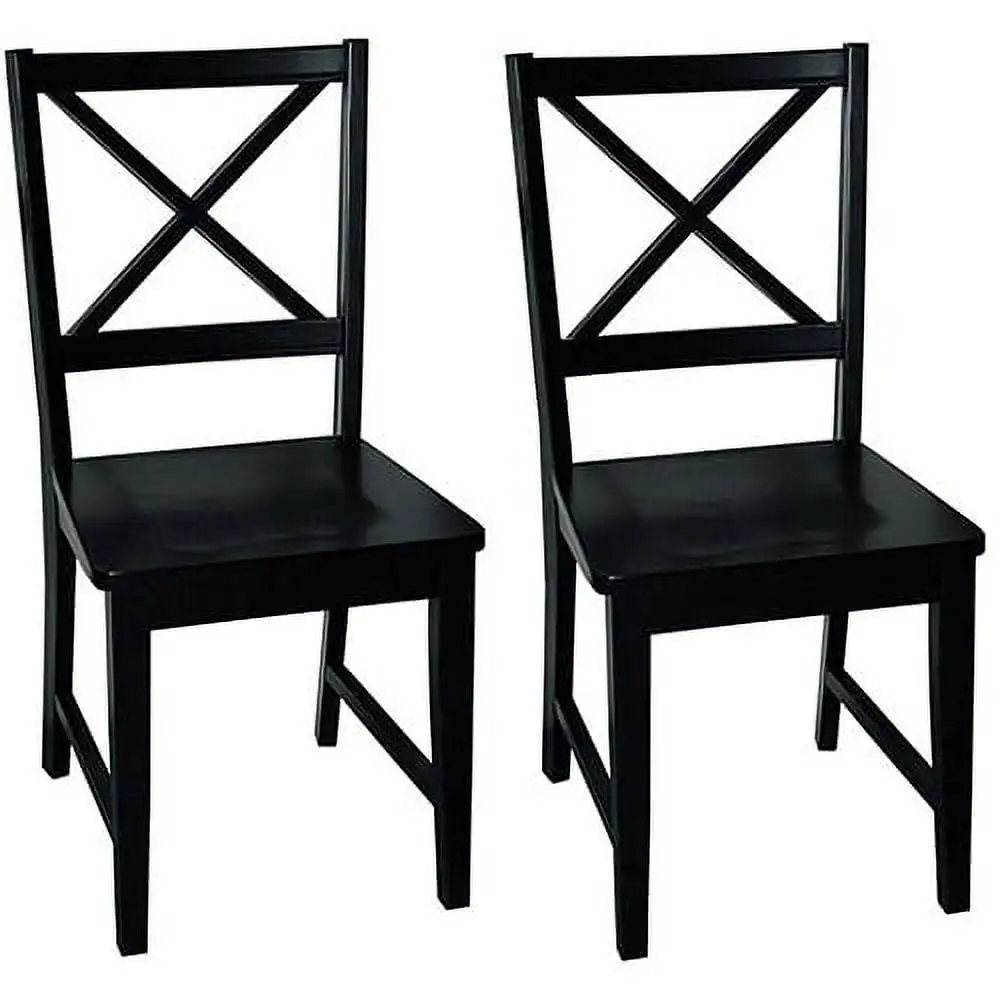 Virginia Indoor Cross-Back Dining Chair, Set of 2, Black