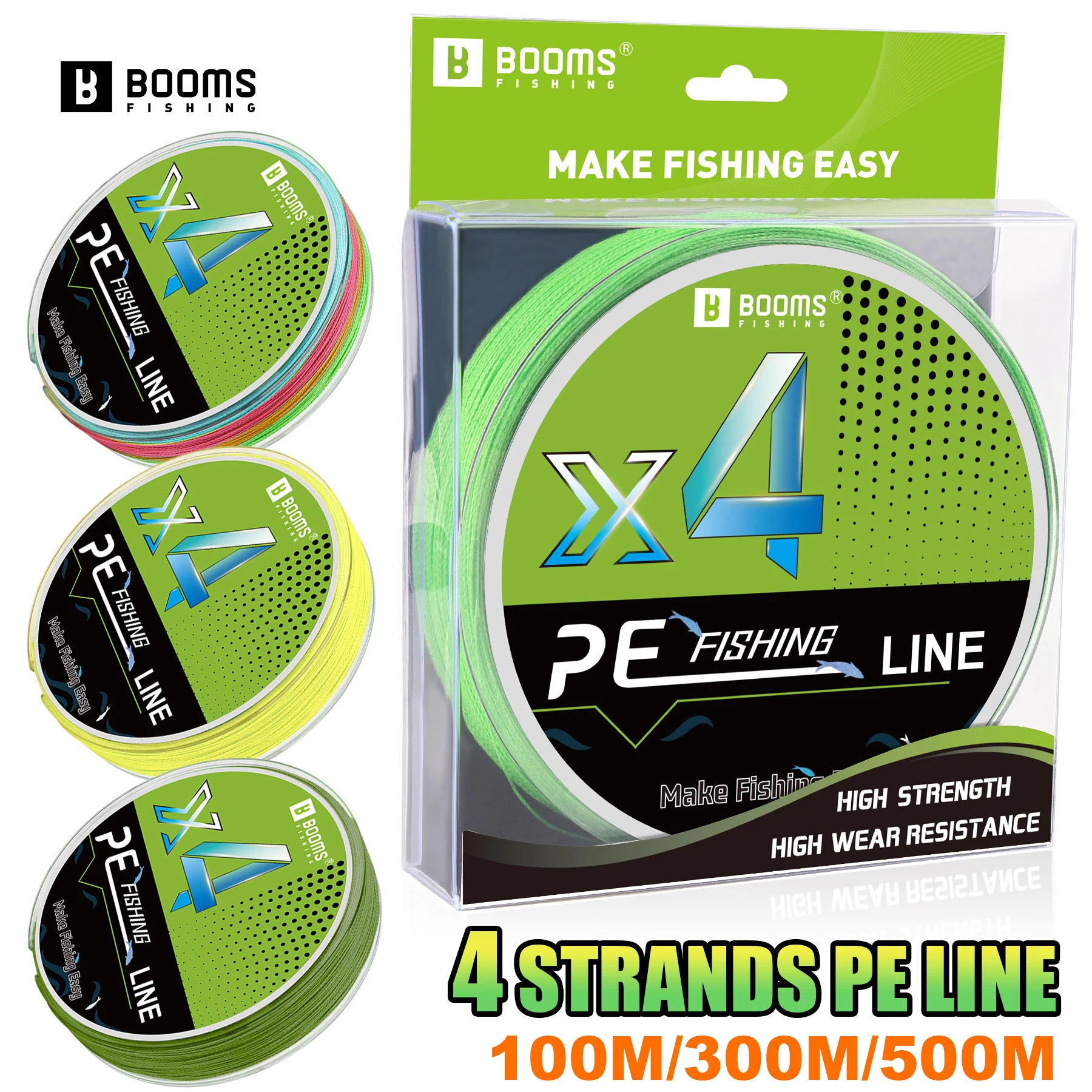 

Booms Fishing BG3 4 Strand 100M 300M 500M Strong PE Braided Fishing Line 18-50LB Multifilament Fishing Line Fishing Tackle