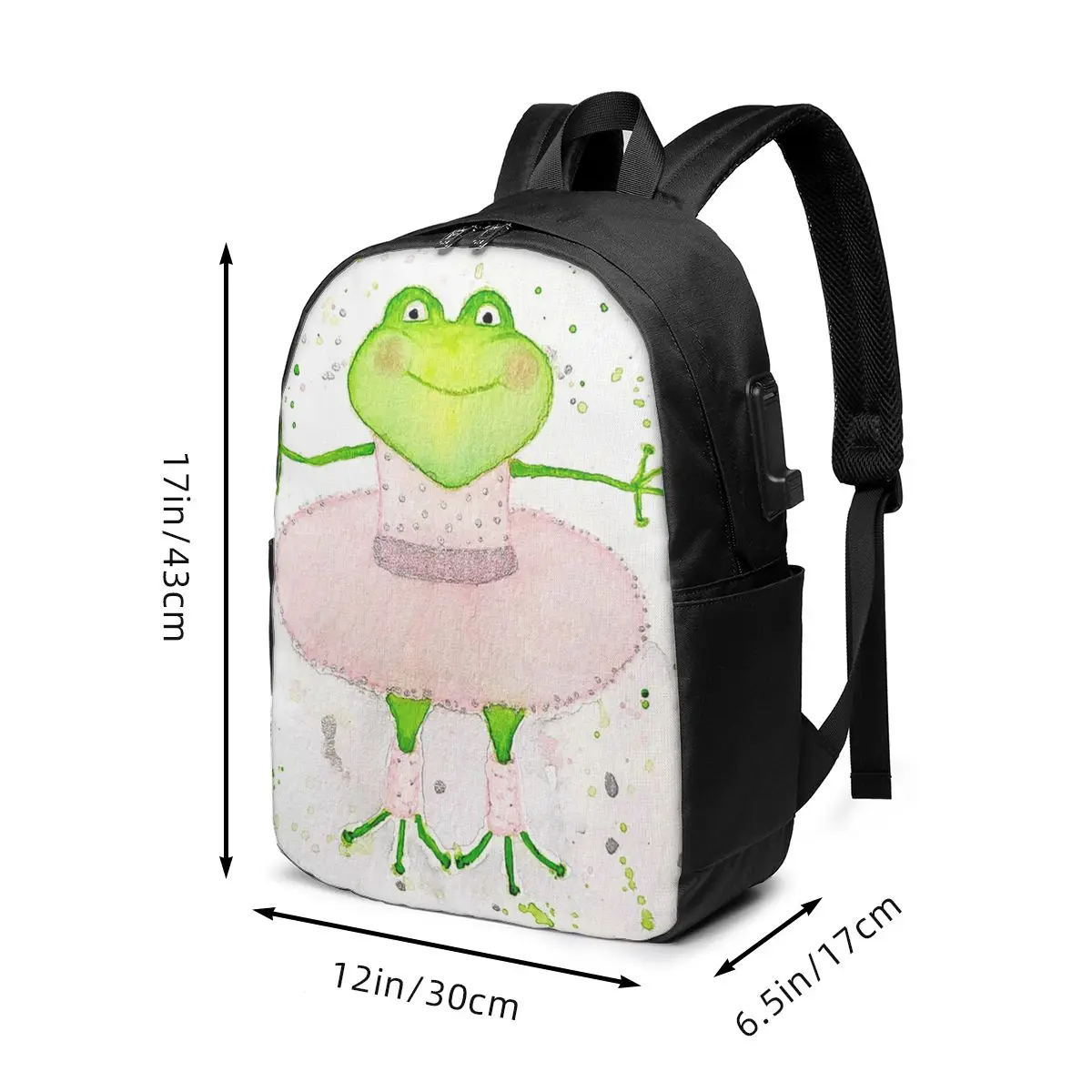 Cute Frog Wear Dress Backpack Travel Notebook Bag Computer College Student School Bag Laptop Shoulder Bags for Men Women