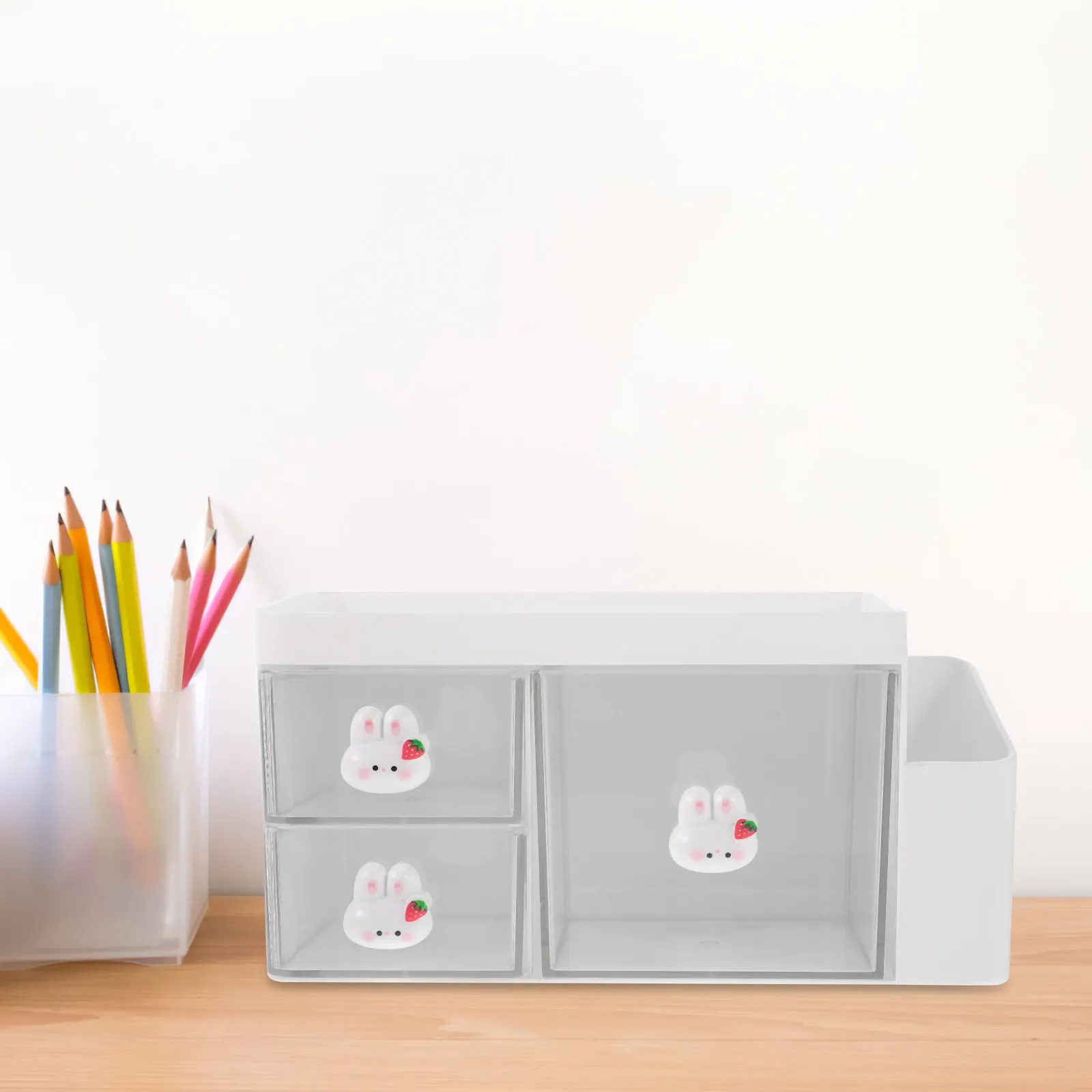 Clear Plastic Desk Organizer for Pens Pencils Markers Rulers Stationery Storage Box Compact Space Saving Desktop Office Study