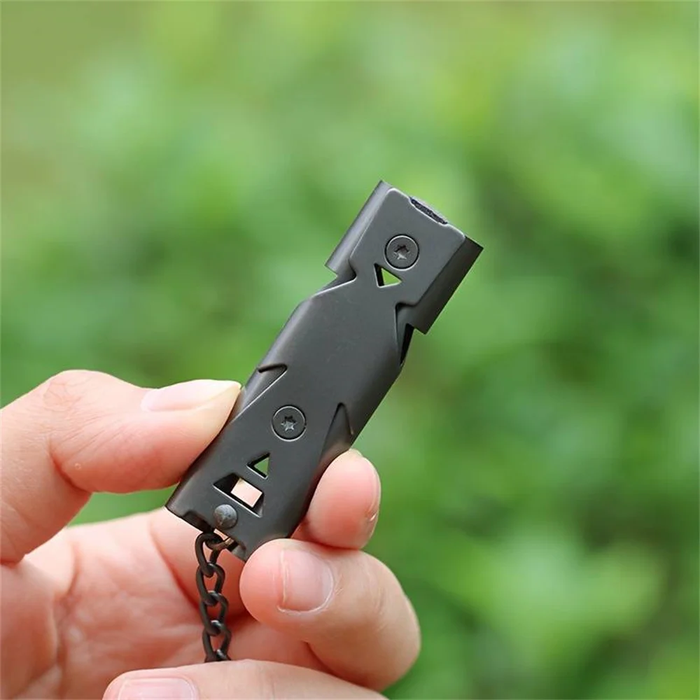 Double Pipe Whistle Pendant Keychain High Decibel Portable Outdoor Survival Emergency Camping Tool Multifunction Whistle 1PC