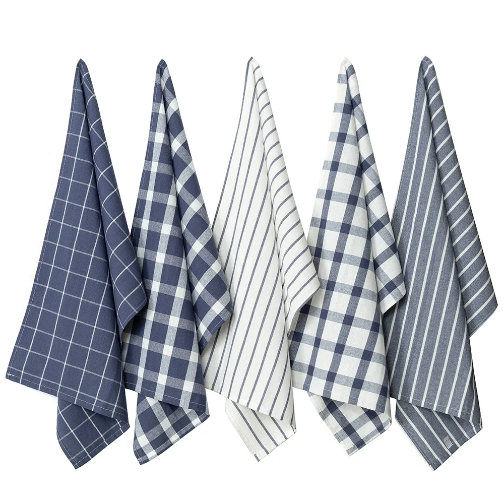 European Style 100% Pure Cotton Ultra-Absorbent Tea Towel 45x70cm Thickened Design 1/5-Piece Set Ideal for Drying and Cleaning