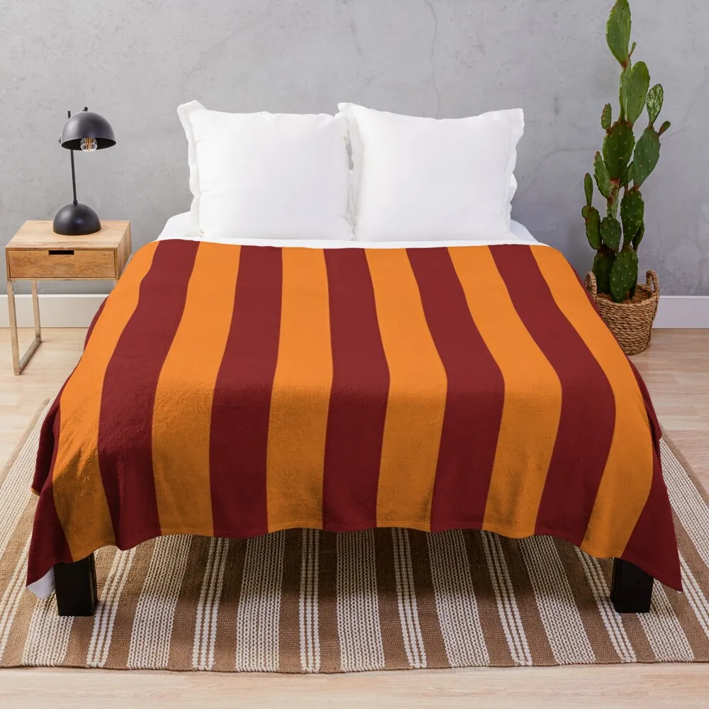 Claret & Amber Stripes Throw Blanket Bed Flannel Fabric Blankets