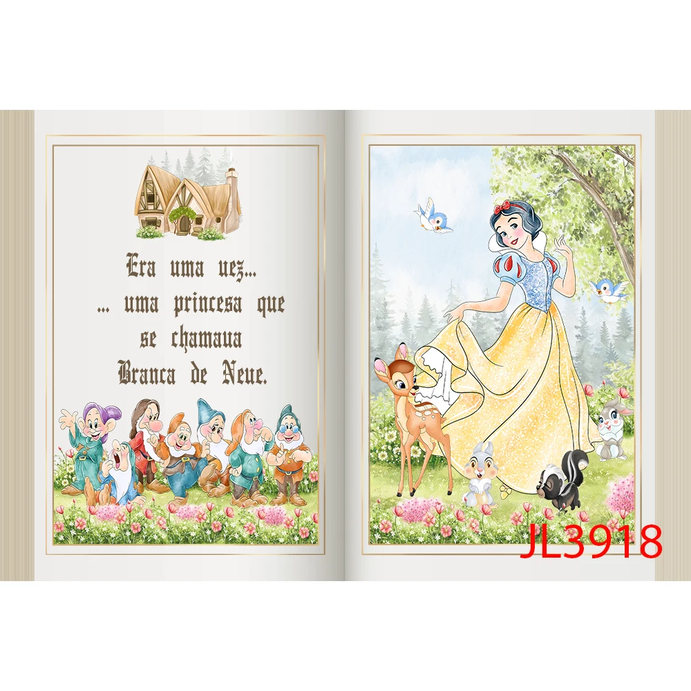 おとぎ話の本白雪姫と七人の小人写真撮影の背景ワンス・アポン・ア・タイム女の子の誕生日パーティーの背景