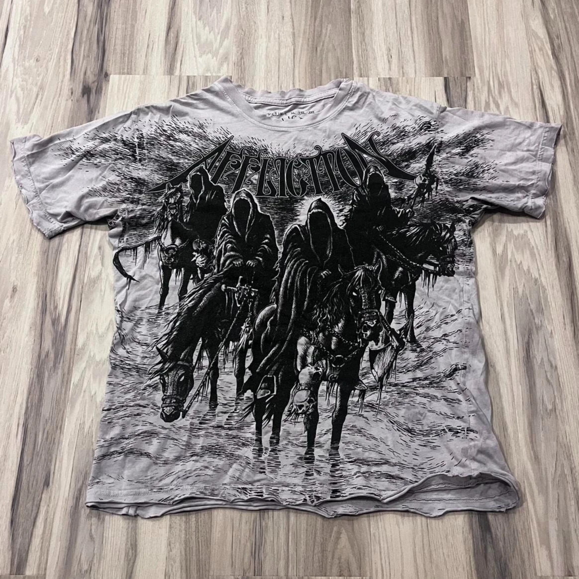 Affliction Grim Reaper Scythe Gothic T Shirt Men Women Oversized Unisex Cotton Tee Streetwear Casual Top Dark Theme Tops