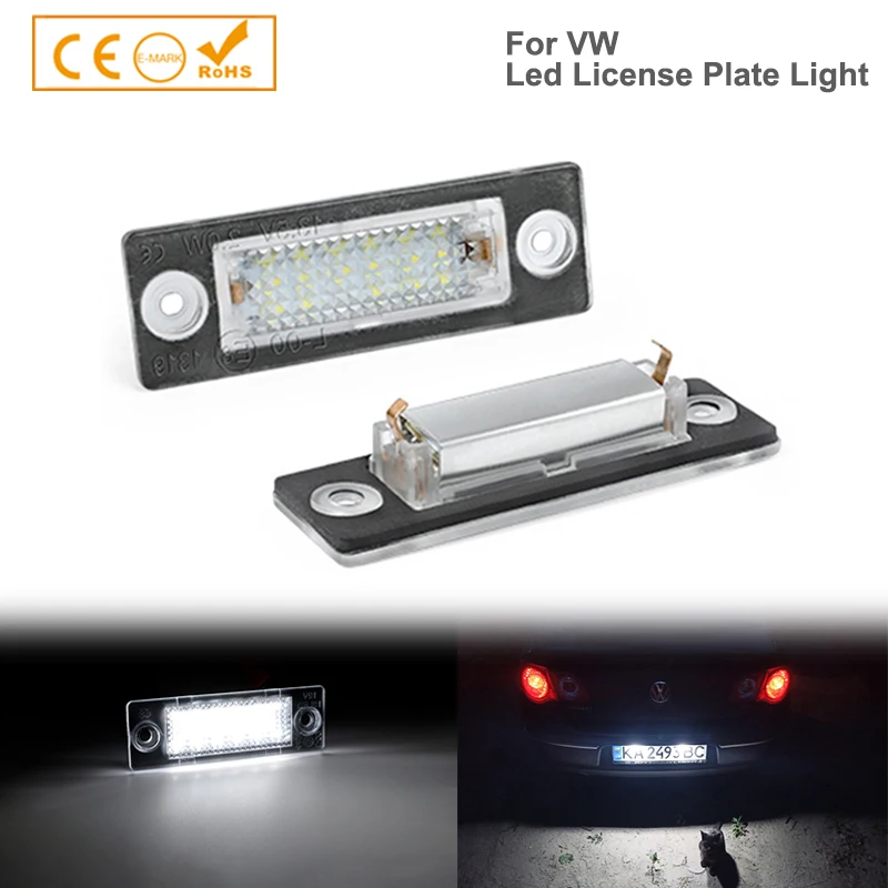 

2Pcs Canbus LED License Plate Light For VW Caddy 3 Golf 5 Plus Jetta Passt B5.5 B6 Touran T5