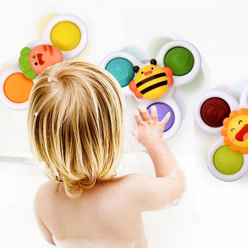 Baby Montessori Sucker Rotating Toys Children\'s Fingertip Gyro Education Rotating Rattle Bell Bath Toys for Toddler Infant Gift