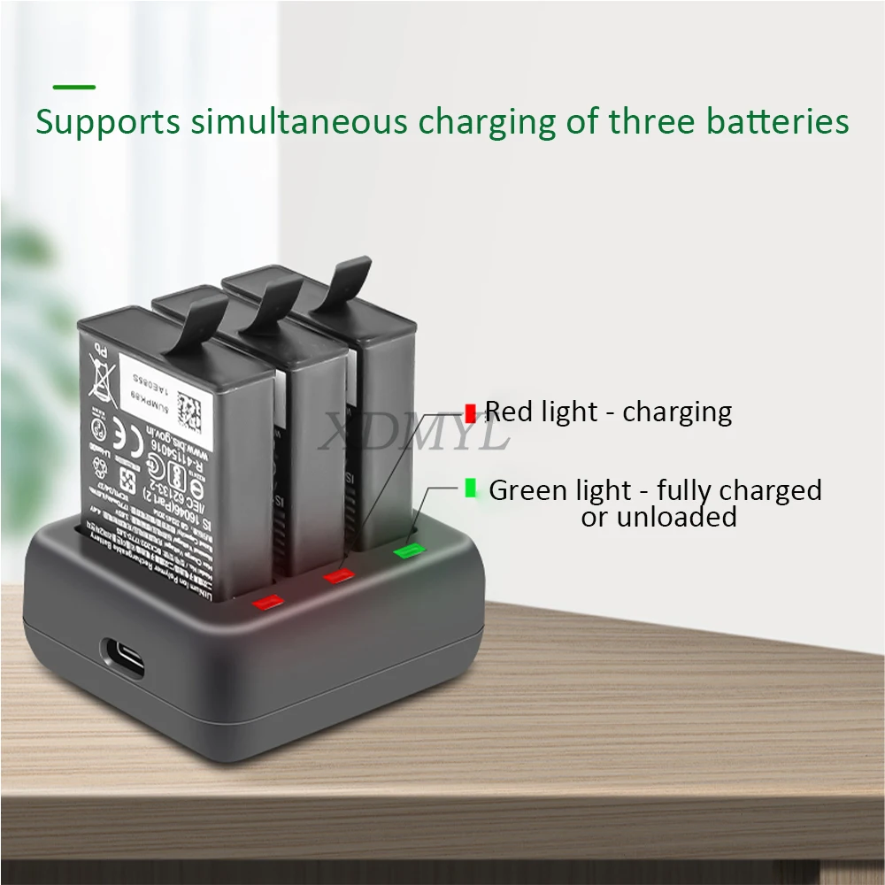 Dock di ricarica a LED supporto per indicatore di ricarica batteria Hub per caricabatterie USB veloce per DJI Action 4/Action 3 accessori per fotocamere sportive