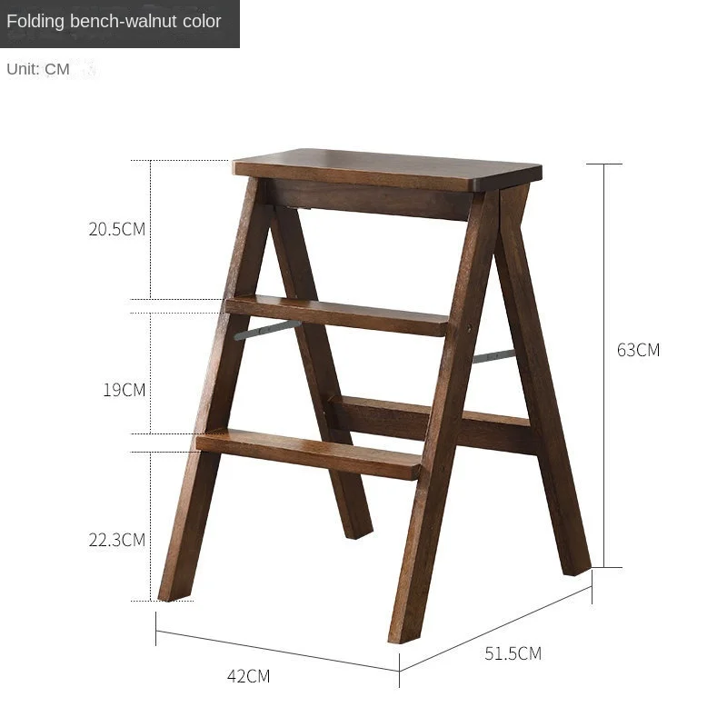 Modern Simple Solid Wood Folding Stool Household Step Stool Portable Multi-functional High Bench Creative Kitchen Furniture 2023