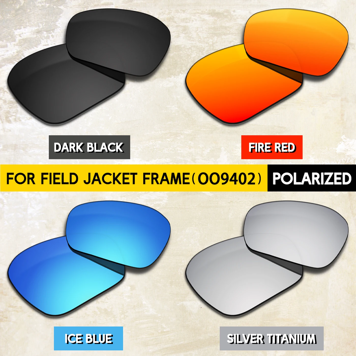 1.5mm Polarized Replacement Lenses for Oakley Field Jacket OO9402 64mm Sunglasses -100% UV Protection