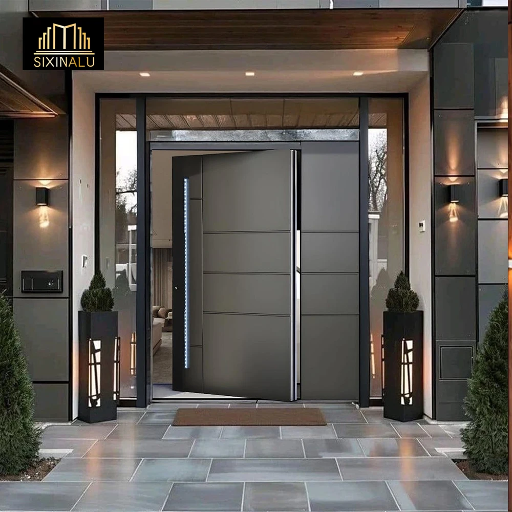 Sixinalu Pivot Door Custom Casement Entrance Doors Front Entry Security Aluminum Exterior Interior Rotating Door Home Decor