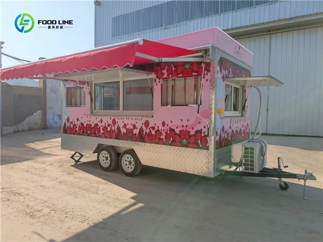 Customized New Design Burger Kiosk Bakery Food Trailer Outdoor Food Trailers With Mobile Kitchen Equipments for Sale