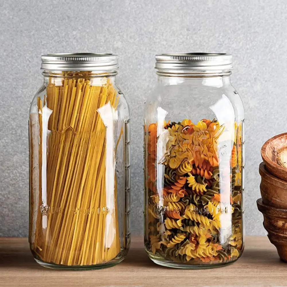 2000ML Wide Mouth Mason Glass Jar, Large Food Storage Jar with Lid, Dishwasher Safe Storage Container for Canning, Pickling, Jui