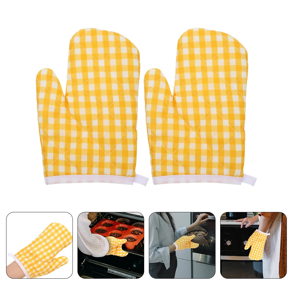 2 Pcs Hand Oven Mitts Miss Mittens Kids Gloves Polyester Kitchen Heat-resistant