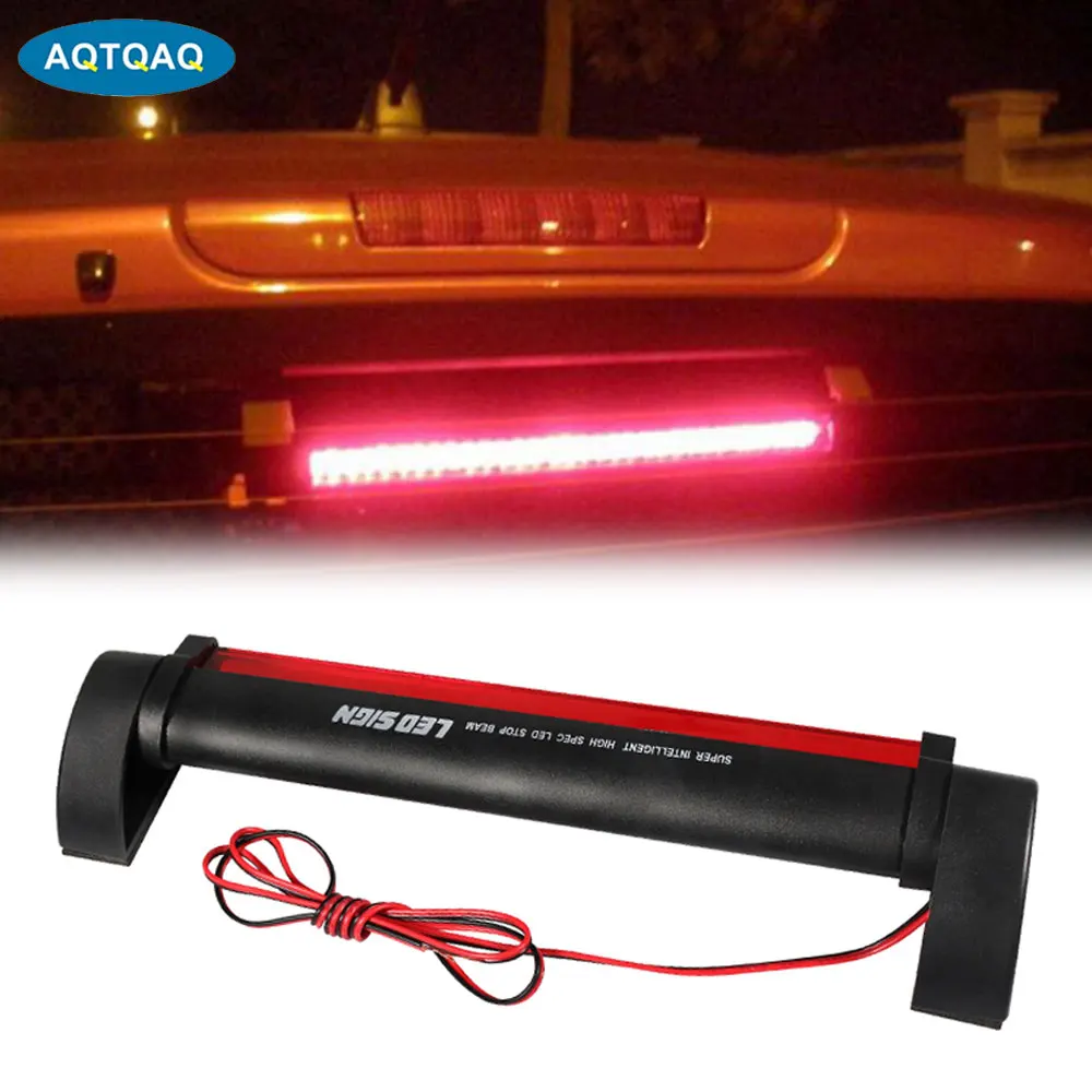 

AQTQAQ 1 PCS 12V Red Car LED Third Brake Lights Bar Rear Parking Signal Lamp Truck High Mount Stop Warning Light Universal