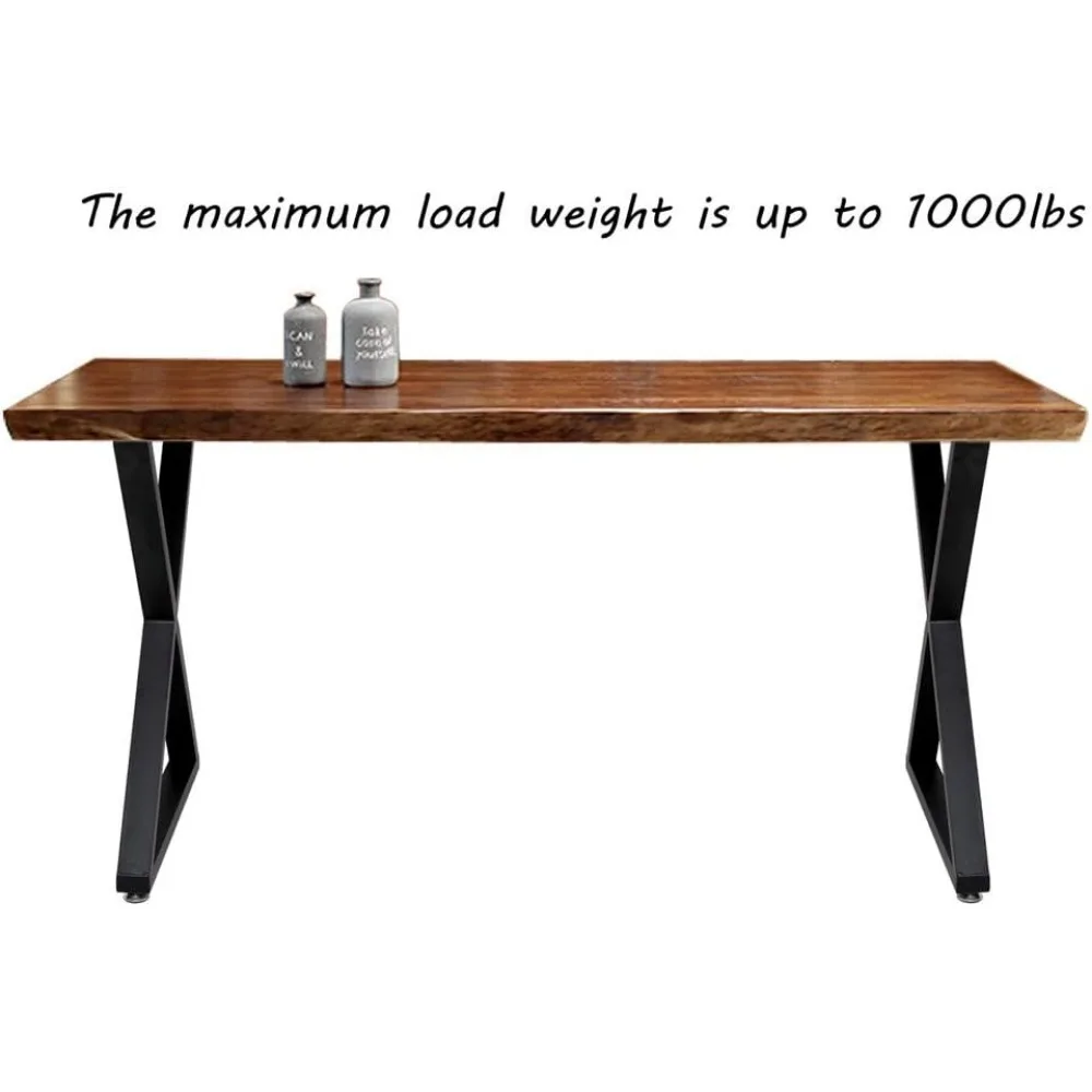 헤비 듀티 산업용 금속 책상 다리 2개 세트, X자형 28인치 높이, 검정색, 견고한 테이블 지지대용