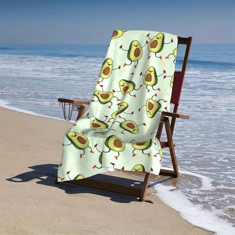Beach Towel Cute Avocado Pattern Sun Protection Windproof Suitable for Swimming Pool Camping Travel Blanket