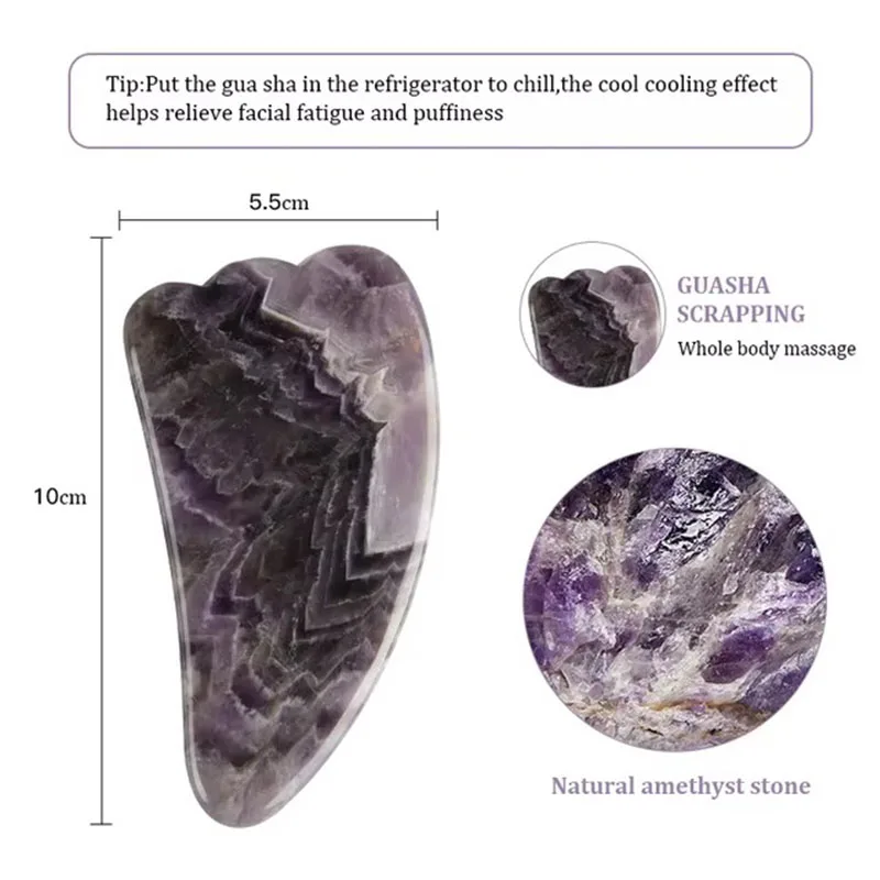 

Натуральный аметистовый нефритовый ролик Гуа Ша, массажер для лица, скребковый камень, лифтинг лица, уход за кожей, массажные инструменты для красоты