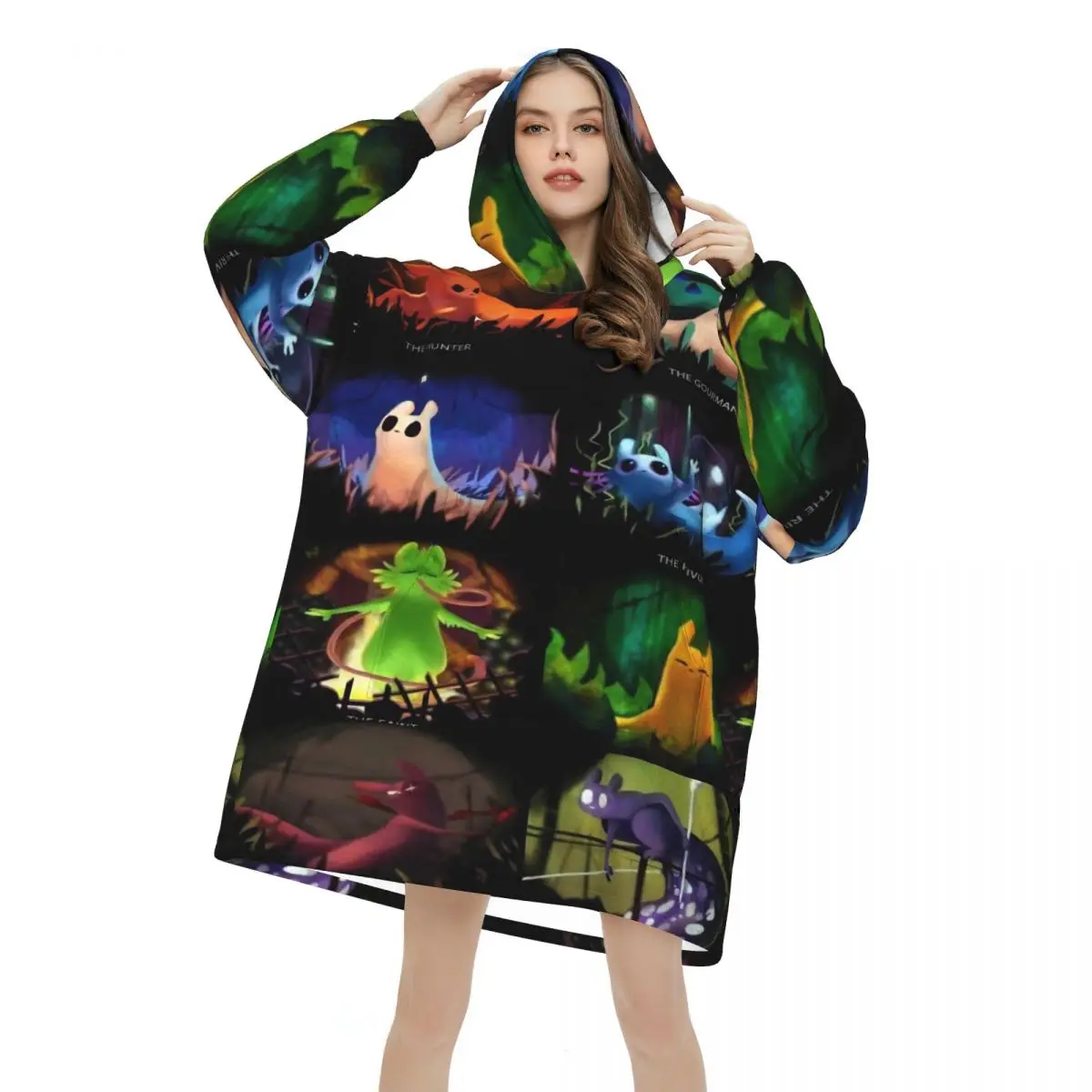 Rain World Slugcat Hunter Wearable Blanket Gifts for Women Men Ultrasoft Plush Warm Sweatshirt Blankets