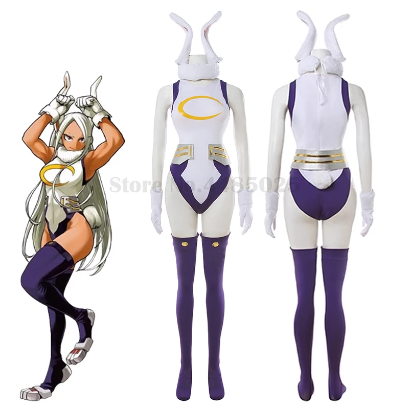 

Rabbit Hero Mirko Anime Cosplay Costumes Halloween Party Women's Role Play Clothes White Jumpsuit Accessory Full Set Outfit