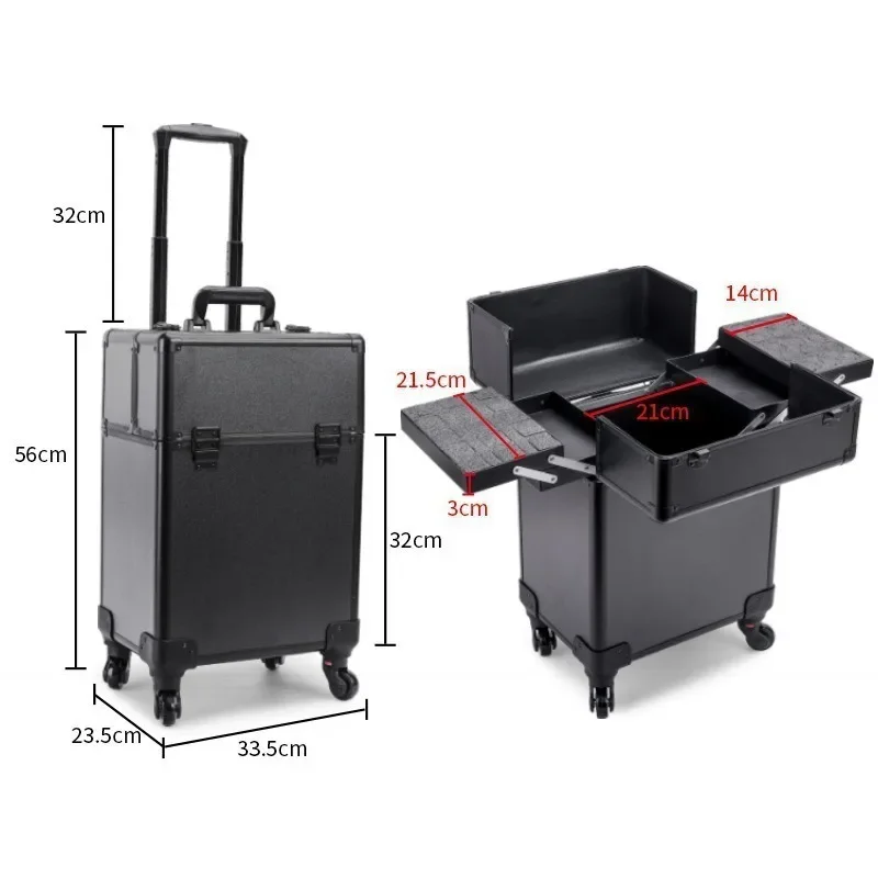 Rolling Cosmetic Luggage Organizer Large Capacity Multi Layer Professional Nail Art Tattoo Makeup Case Beauty Tools Box Makeup view 4