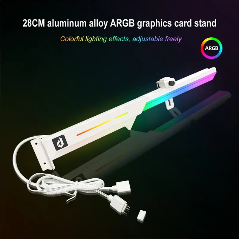 Adjustable ARGB GPU Support Bracket-5V 3-Pin Sync Graphics Card Sag Holder For PC Case White Top-Rated