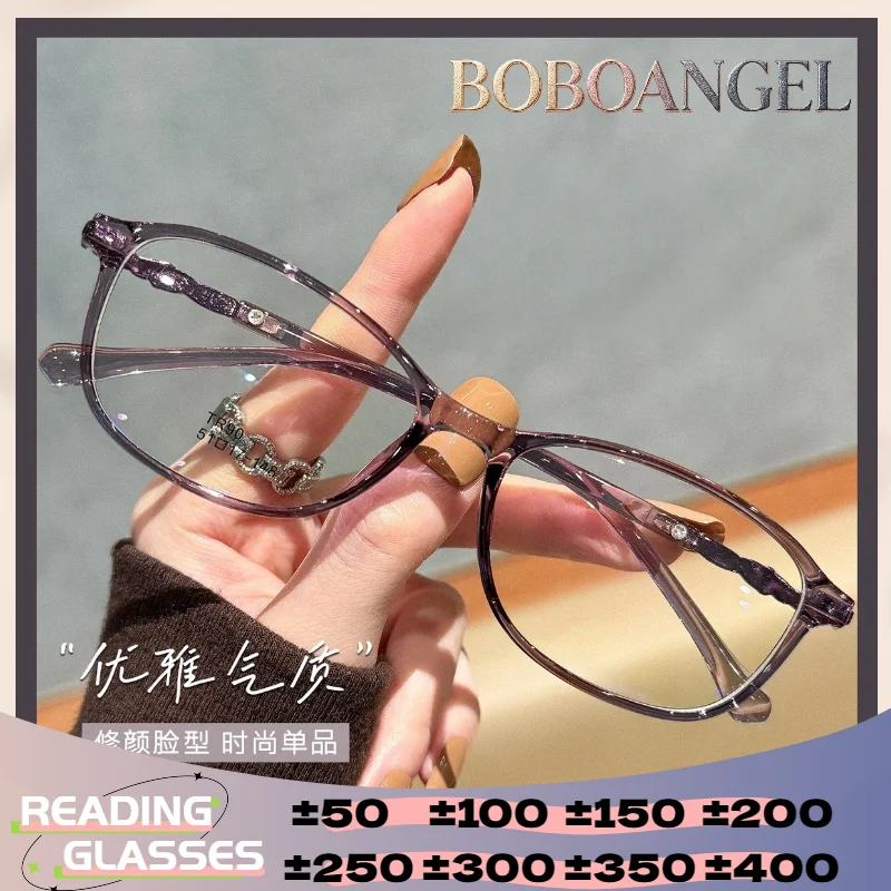 

BOBOANGEL New Fashion TR90 OversizeFrameMyopia Photochromic Prescription Glasses Women Anti Blue Ray Progressive Optical Eyeware