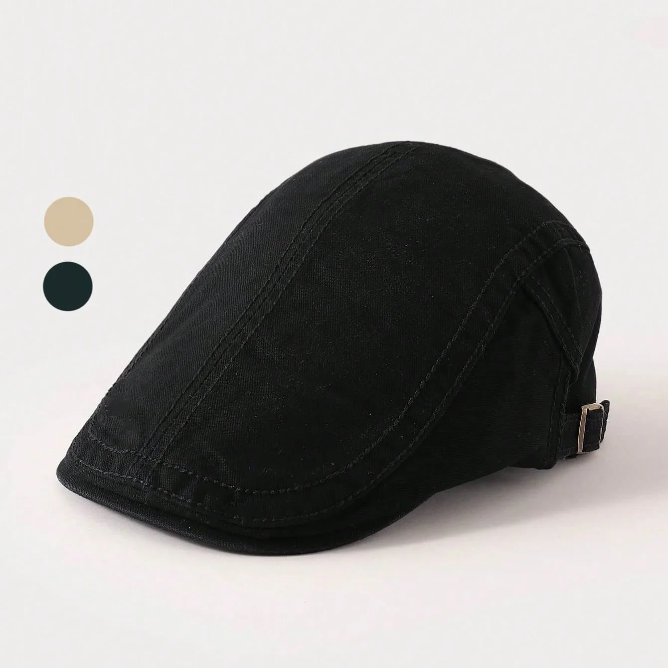 Japanese-style workwear style side-sewn straight stitch metal snap adjustable front hat for commuting and traveling