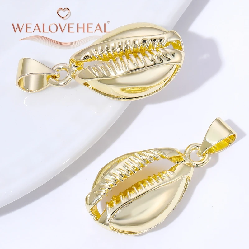 anhänger schmuckherstellung,anhänger schmuck.18K vergoldeter Messing-Kaurischnecken-Anhänger, polierter, strukturierter Seeschnecken-Charm für DIY-Halskettenherstellung, luxuriöse Strand- und Ozean-Accessoires – Detail 19