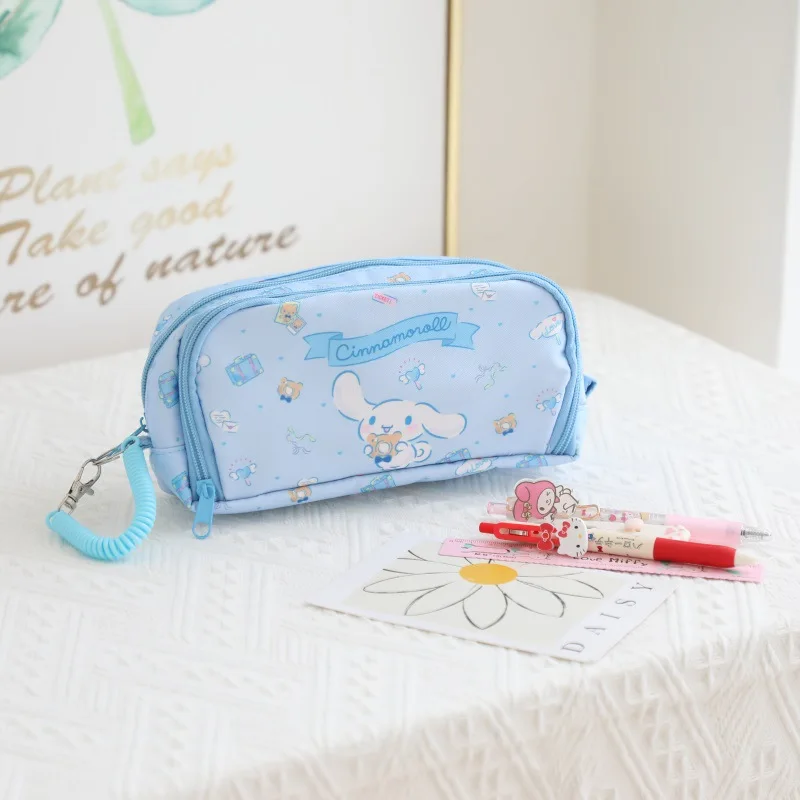 Trousse à Crayons Double Couche de Grande Capacité, Trousse Cosmétique, Dessin Animé Sanurgente Cinnamoroll Melody Kuromi Pochacco