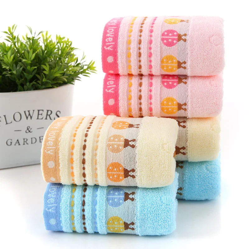 Pure Cotton Children’s Towel 2 Styles Soft and Absorbent Baby Children’s Student Face Wash Towel Cotton Baby Kindergarten Towel