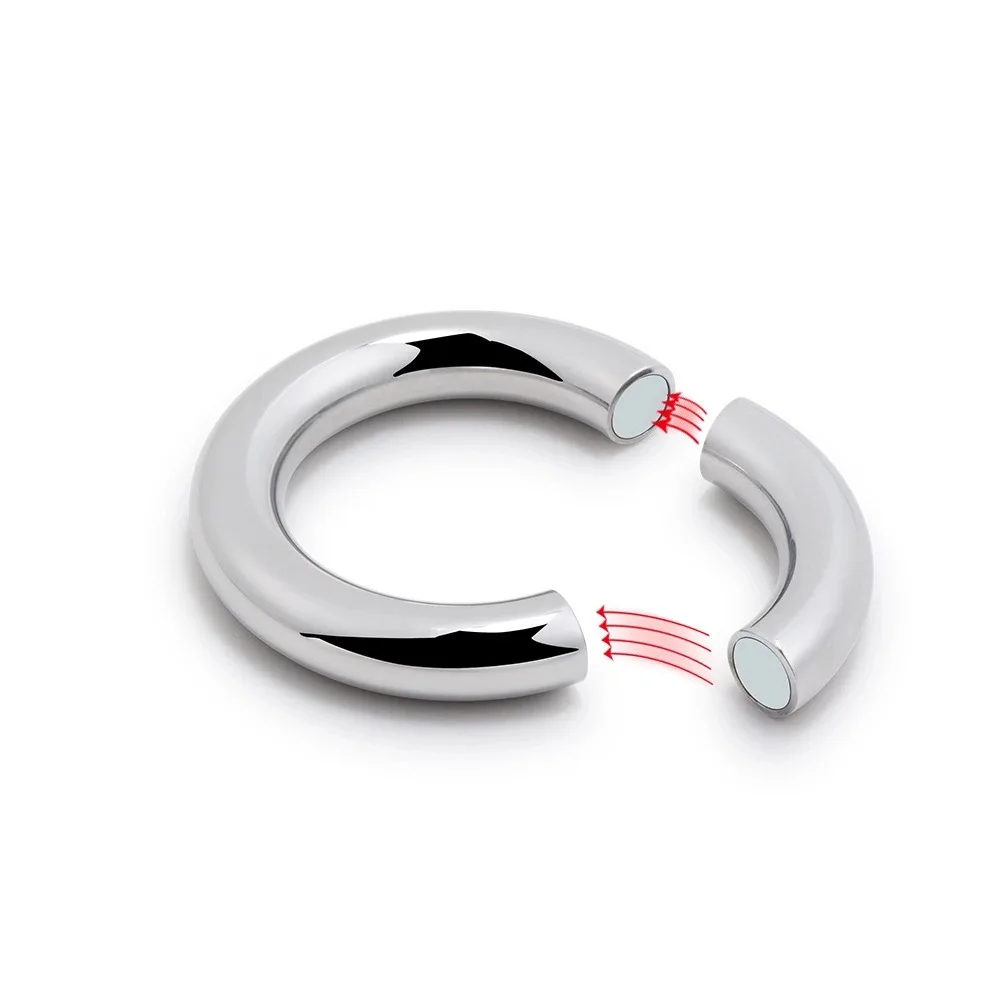 Metal Penis Ring Magnetic Ball Stretcher Stainless Steel Silver Cock Ring Weighted Exercise Scrotum Pendant Bondage Sex Toys Men view 5