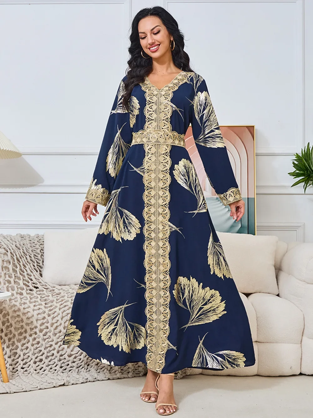 Ramadan Eid Jalabiya Muslim Women Party Dress Dubai Arab Bronzing Long Robe Abayas Islam Sashes Vestidos Morocco Dresses Kaftan