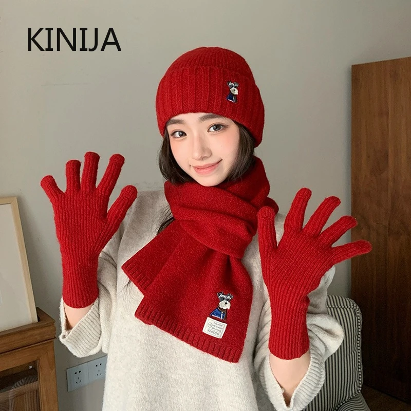 3pc-冬用帽子-スカーフ-手袋セット-ウールブレンドニットスカーフ-冬の雰囲気-暖かいネックガード-防寒スカーフ-屋外防風セット