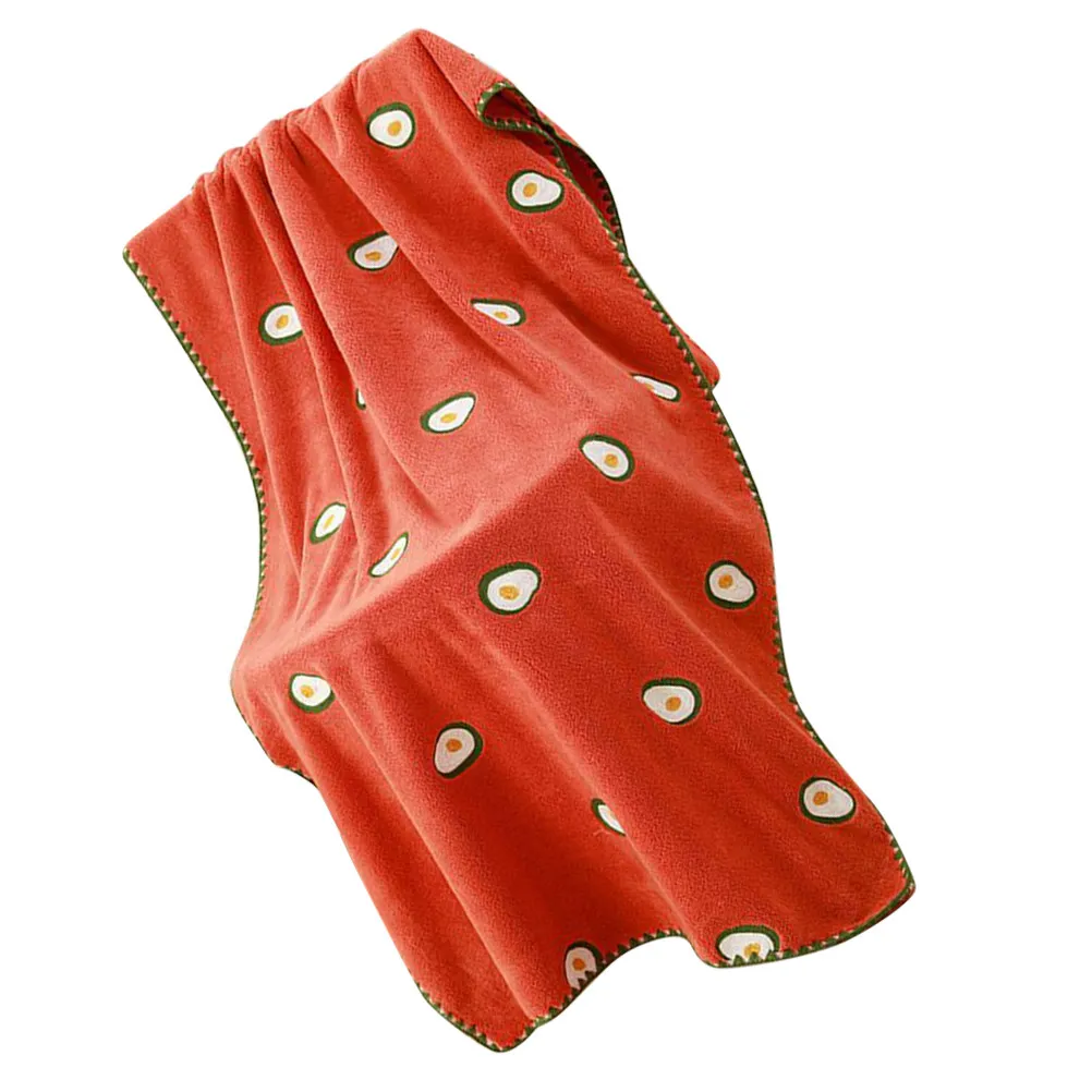 Avocado Pattern Bath Towel for Hotel Guests, Quickly Absorbs Water, Soft Red Coral Fleece Body Wrap, 1 Pc